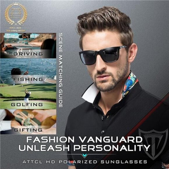 Mens Polarized Sunglasses Driving UV Protection Metal Frame Lightweight Shades - Picture 2 of 7